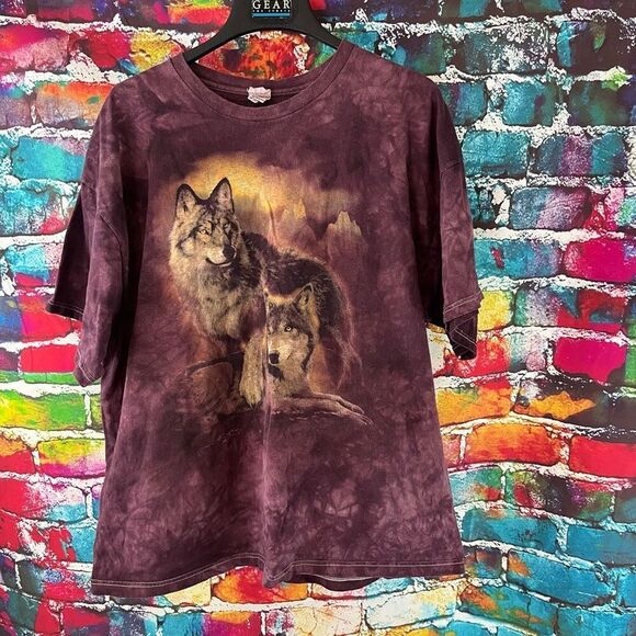 Delta Pro Weight Wolf Graphic Unisex T-Shirt Tee Size 2XL Purple Tie Dye - Picture 1 of 5